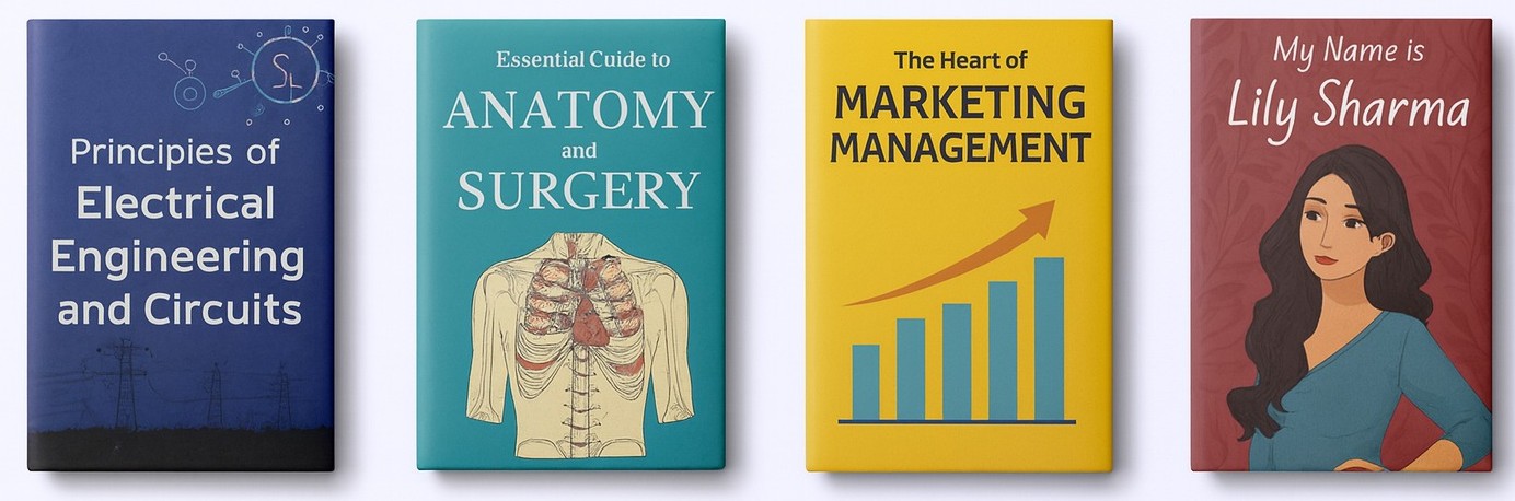 Sample academic, medical, management and biography book covers